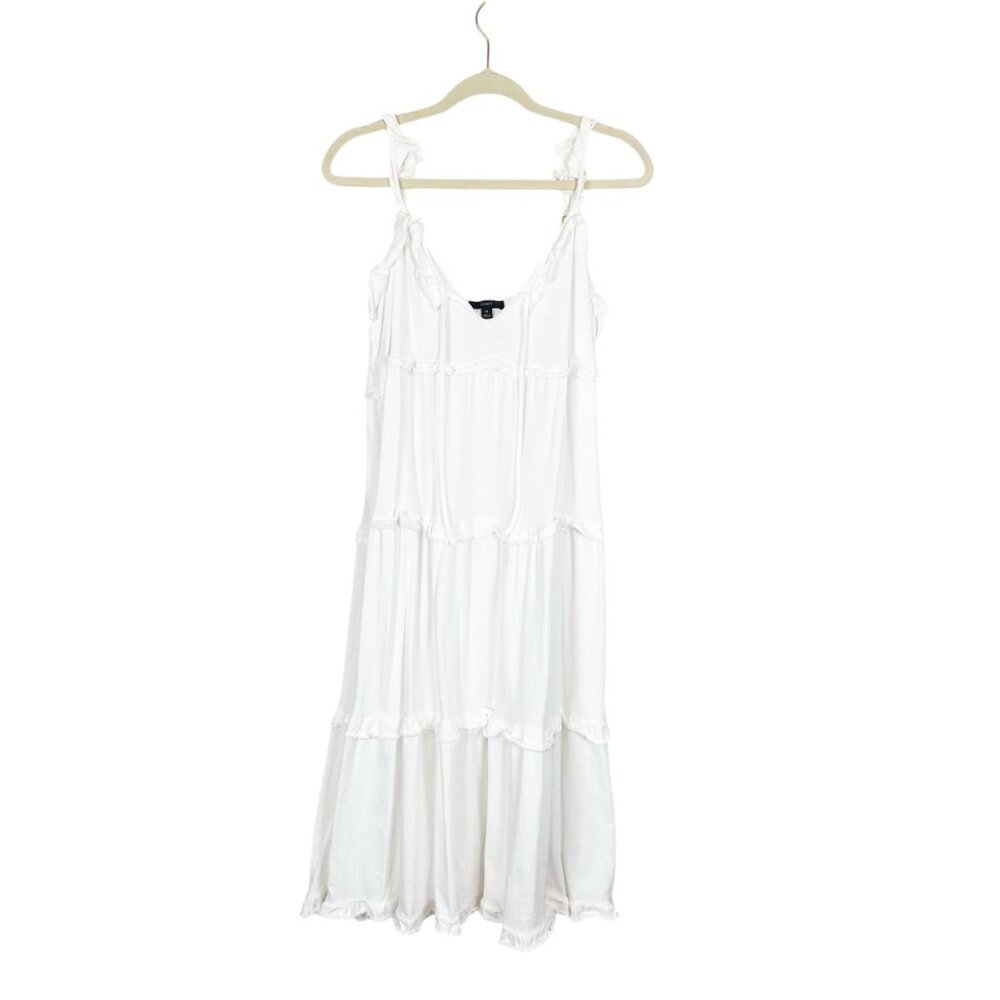 J. Crew Women's M White Tired Knit Keyhole Maxi‎ Summer Cotton Dress Cottagecore